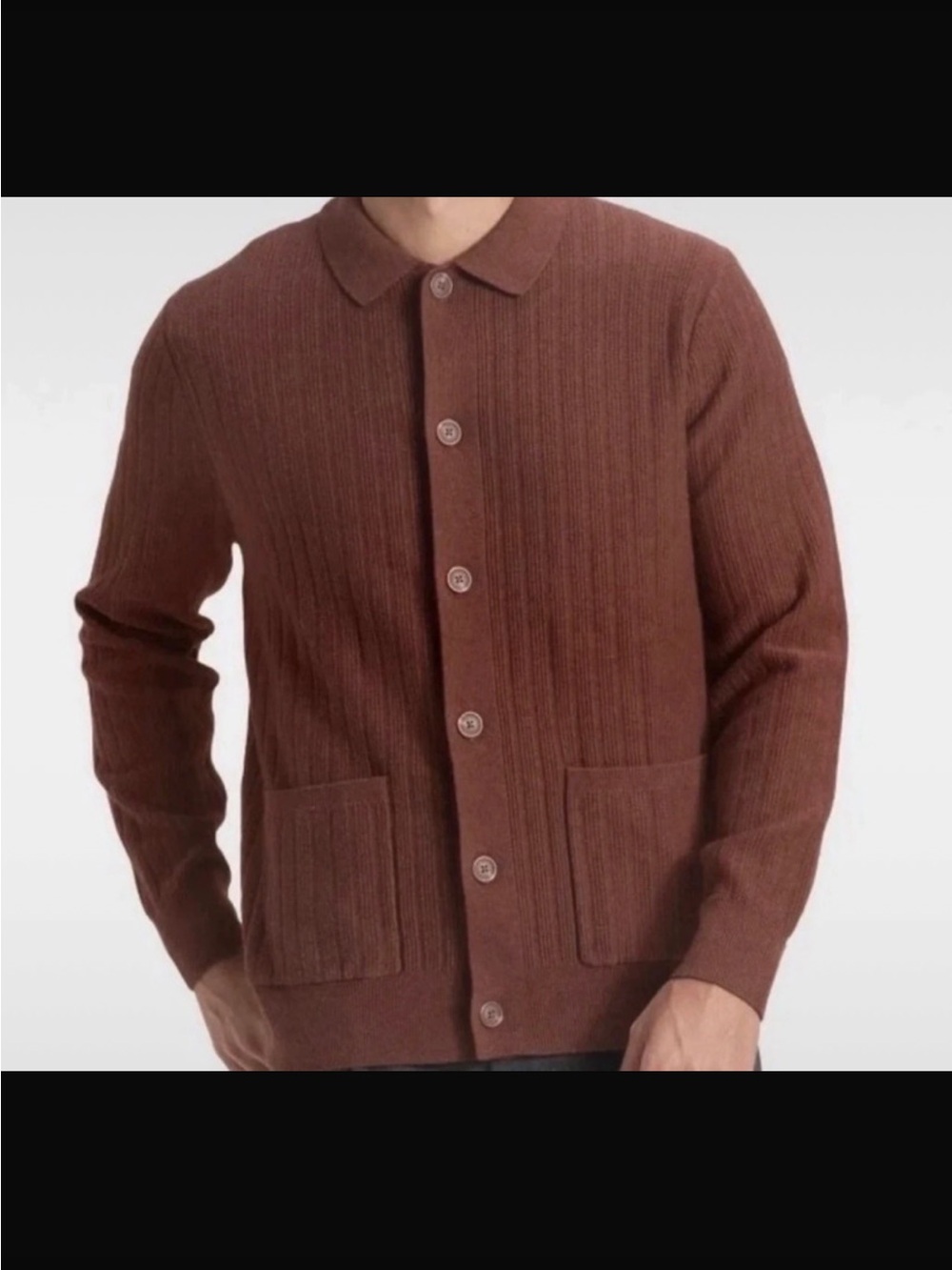 Goodfellow & Co Brown Ribbed Button-Front Cardigan
